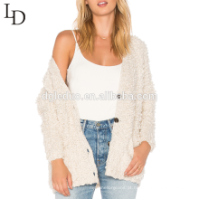 Nova moda outono v pescoço oversized suéter de lã para as mulheres